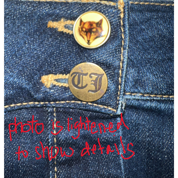 Joules Womens Jean Skirt Size 16 Short Button Front Dark Wash Mid Rise Stretch - Picture 8 of 12